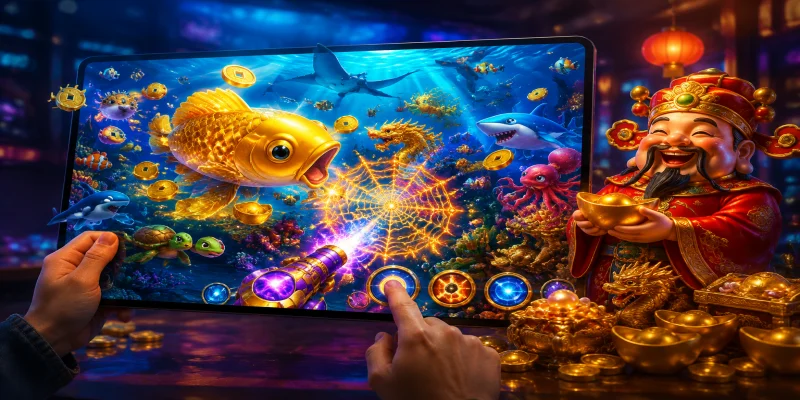 Giao diện sảnh game bắn cá thần tài với đồ họa 3D sắc nét tại nhà cái RED88